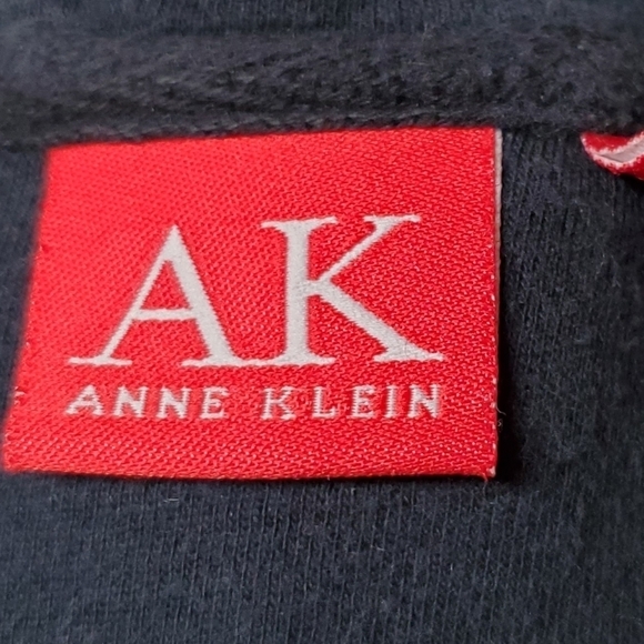 VINTAGE 90s Anne Klein Red White Blue Striped Knit Boxy Cut Full-zip Hoodie XL - Picture 14 of 15